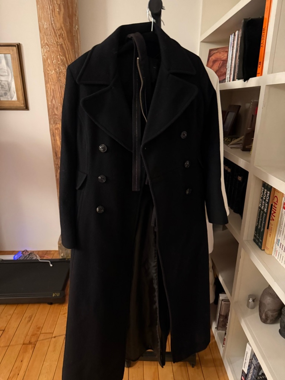Dkny Black Double-Breasted Trench Coat